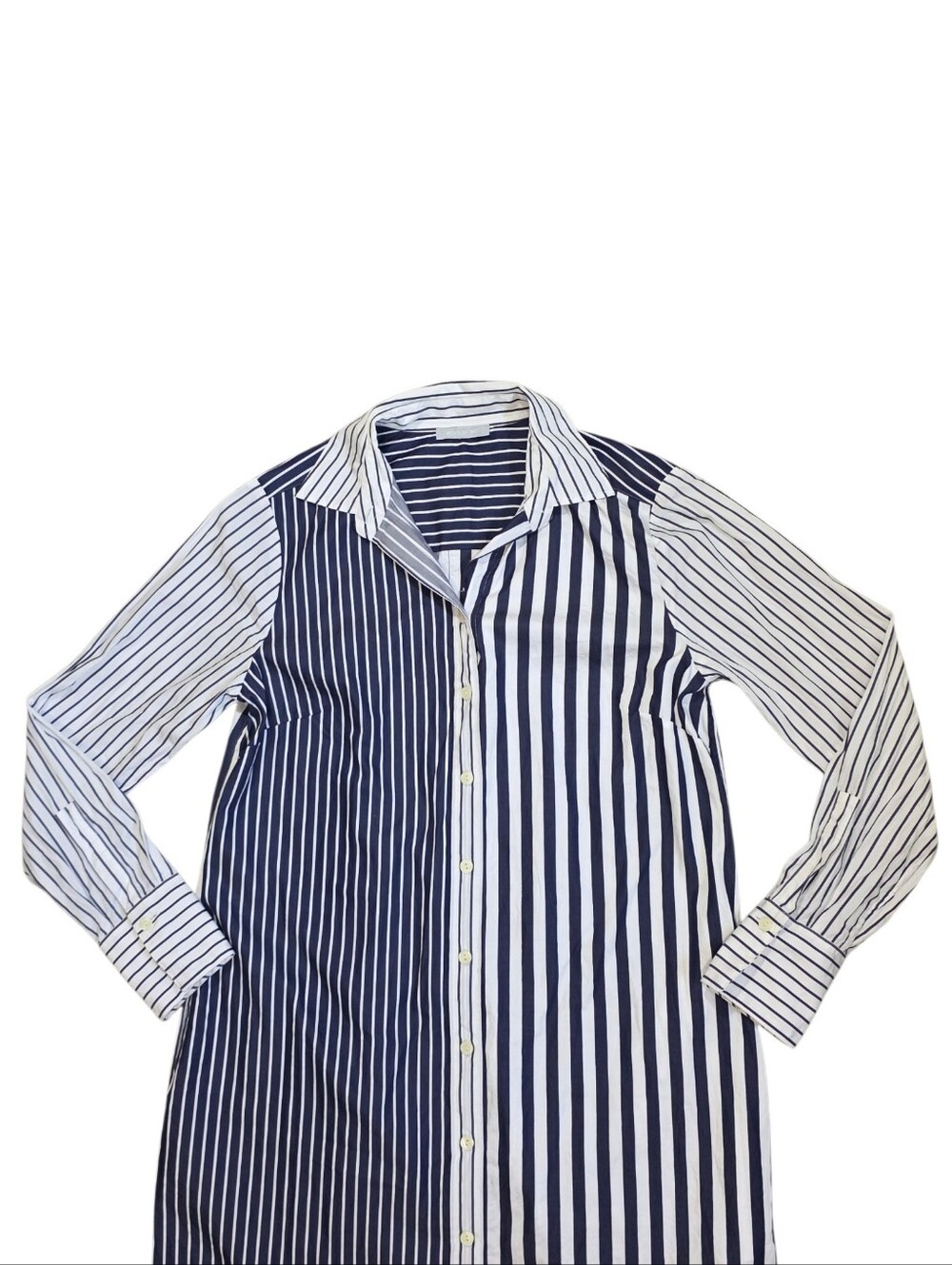 Hinson Wu Striped Button-Down Shirt Dress Navy and White Size Small 100% Cotton - Picture 5 of 9